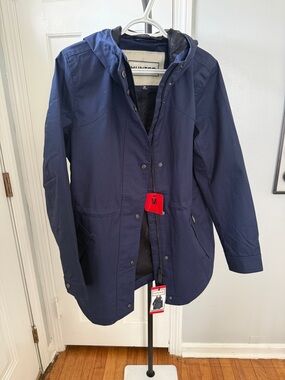 Hunter Women's Navy Hooded Utility Rain Jacket